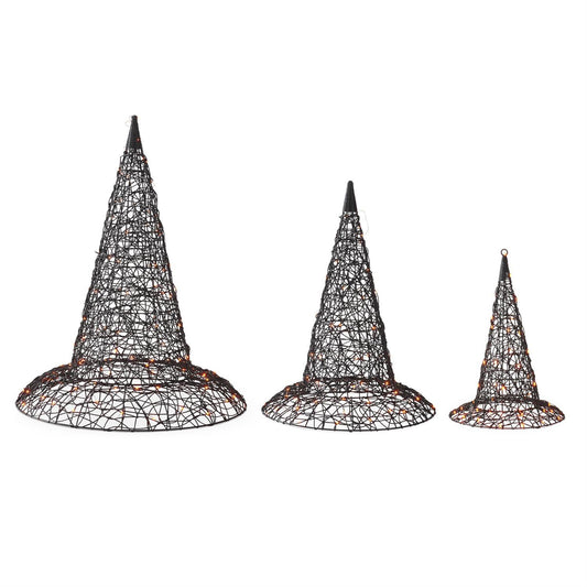 Set of 3 Black Woven Hats