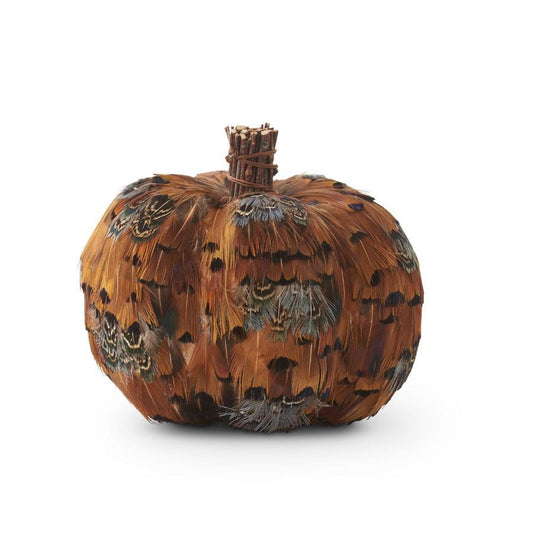 Orange & Brown Feather Pumpkin 5"