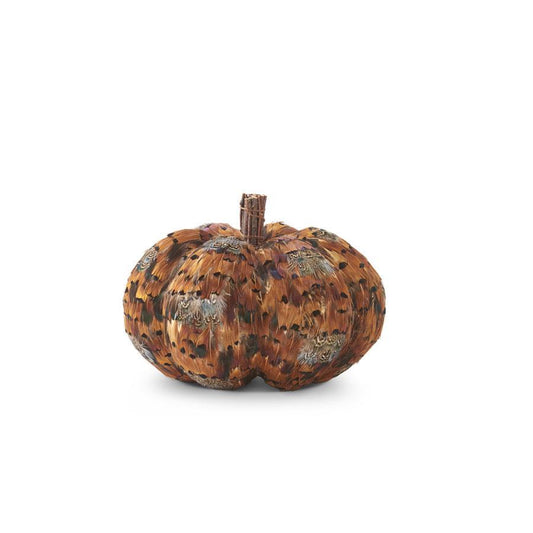 Orange & Brown Feather Pumpkin 6.5"