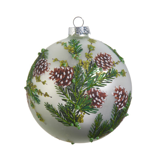 Evergreen and Pinecone Ball Ornament
