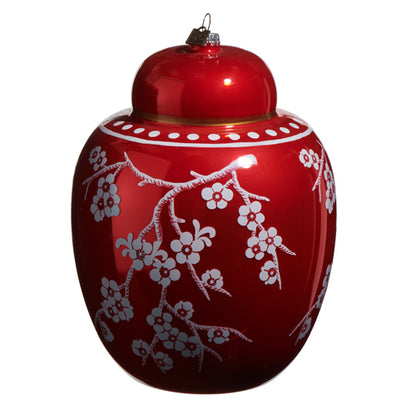 Red Floral Ginger Jar Ornament