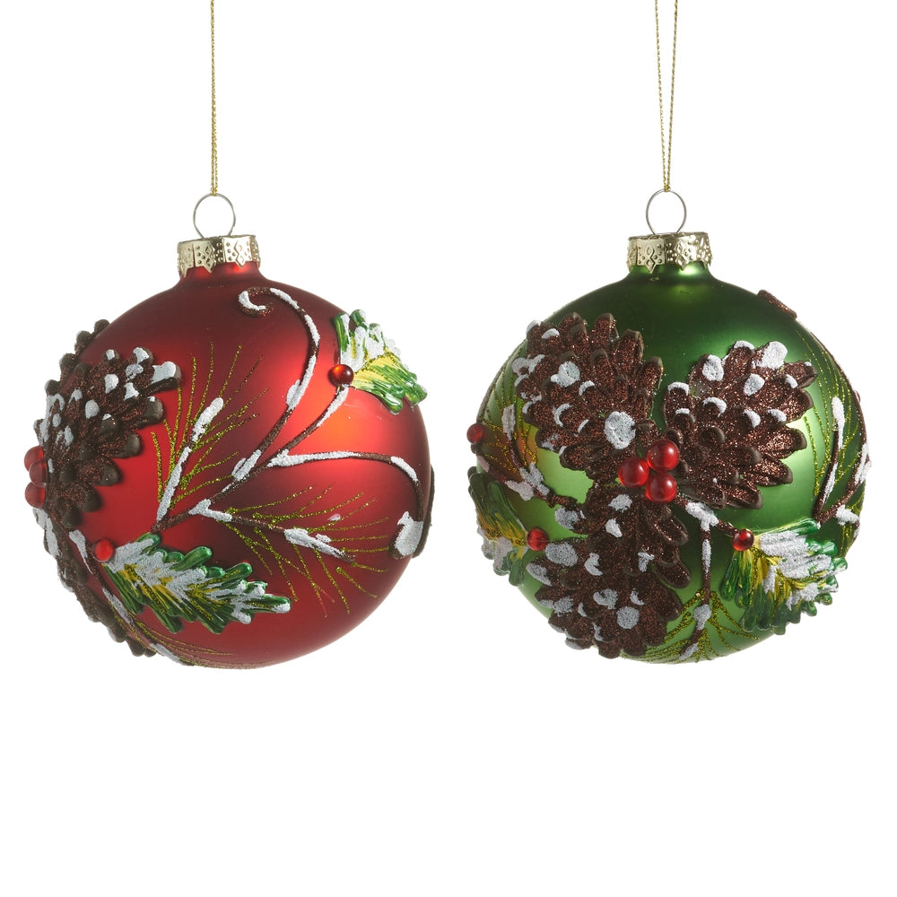 Snowy Pinecone Ball Ornament