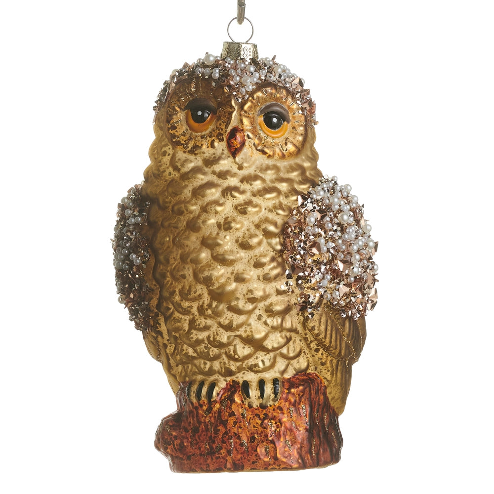 Jeweled Gold Owl Ornament
