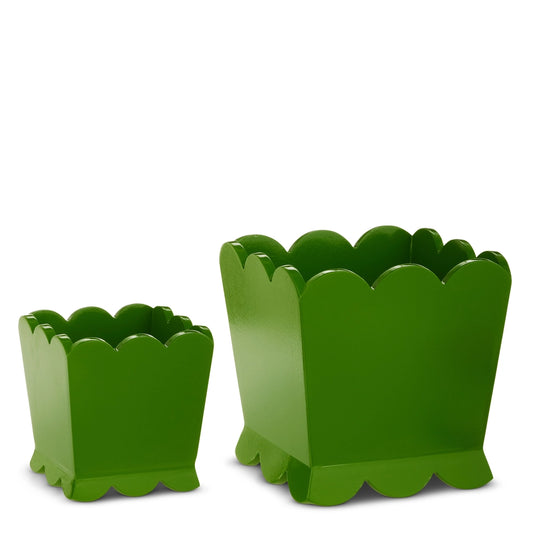 Green Scalloped Planter