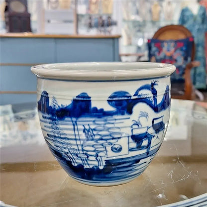 Classic Blue & White Round Planter