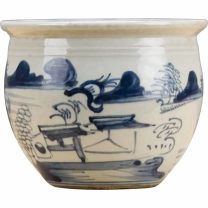 Classic Blue & White Round Planter