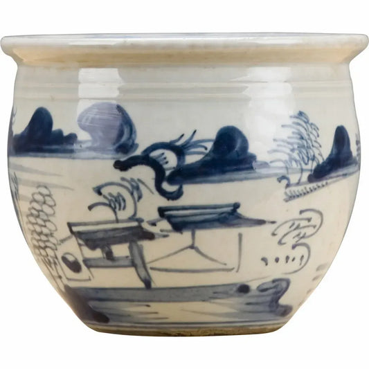 Classic Blue & White Round Planter