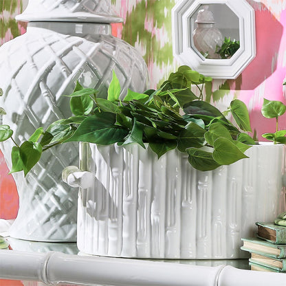 Faux Bamboo Oval Centerpiece/Container