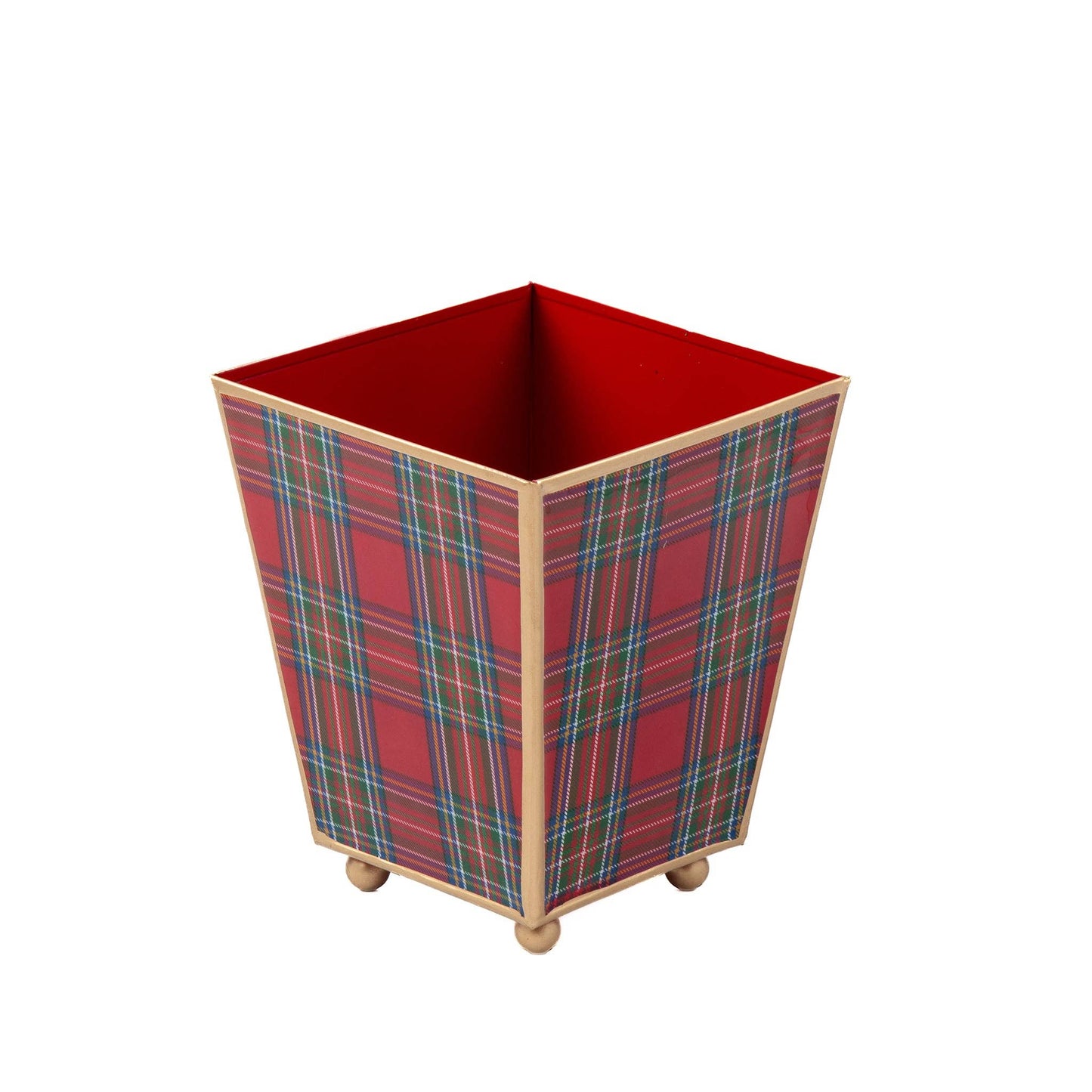 Tartan Plaid Enameled Square Cachepot Planter