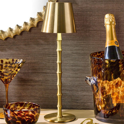 LED Portable Cordless Gold Bamboo Lamp