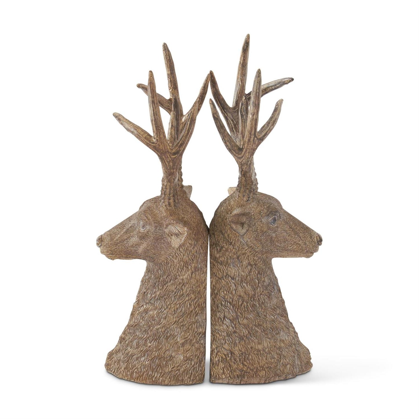 Tan Resin Deer Bust Bookends S/2