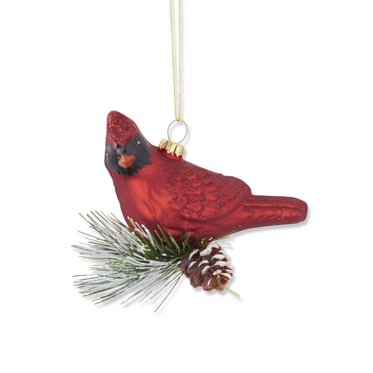 Glittered Blown Glass Cardinal Ornament