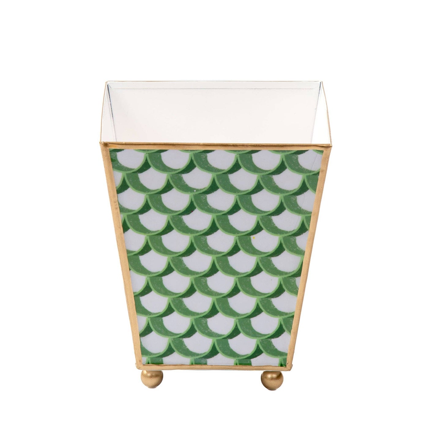 Scales Enameled Square Cachepot Planter - Green