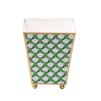Scales Enameled Square Cachepot Planter - Green