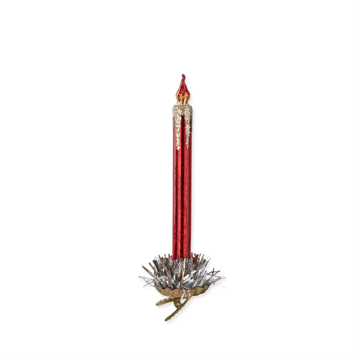 Red Glass Taper Candle Ornament