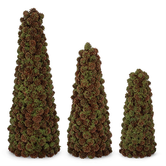 Green & Brown Mini Pinecone Cone Trees