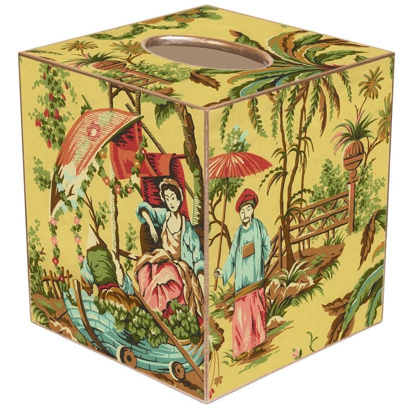 Yellow Chinoisire Tissue Box Cover