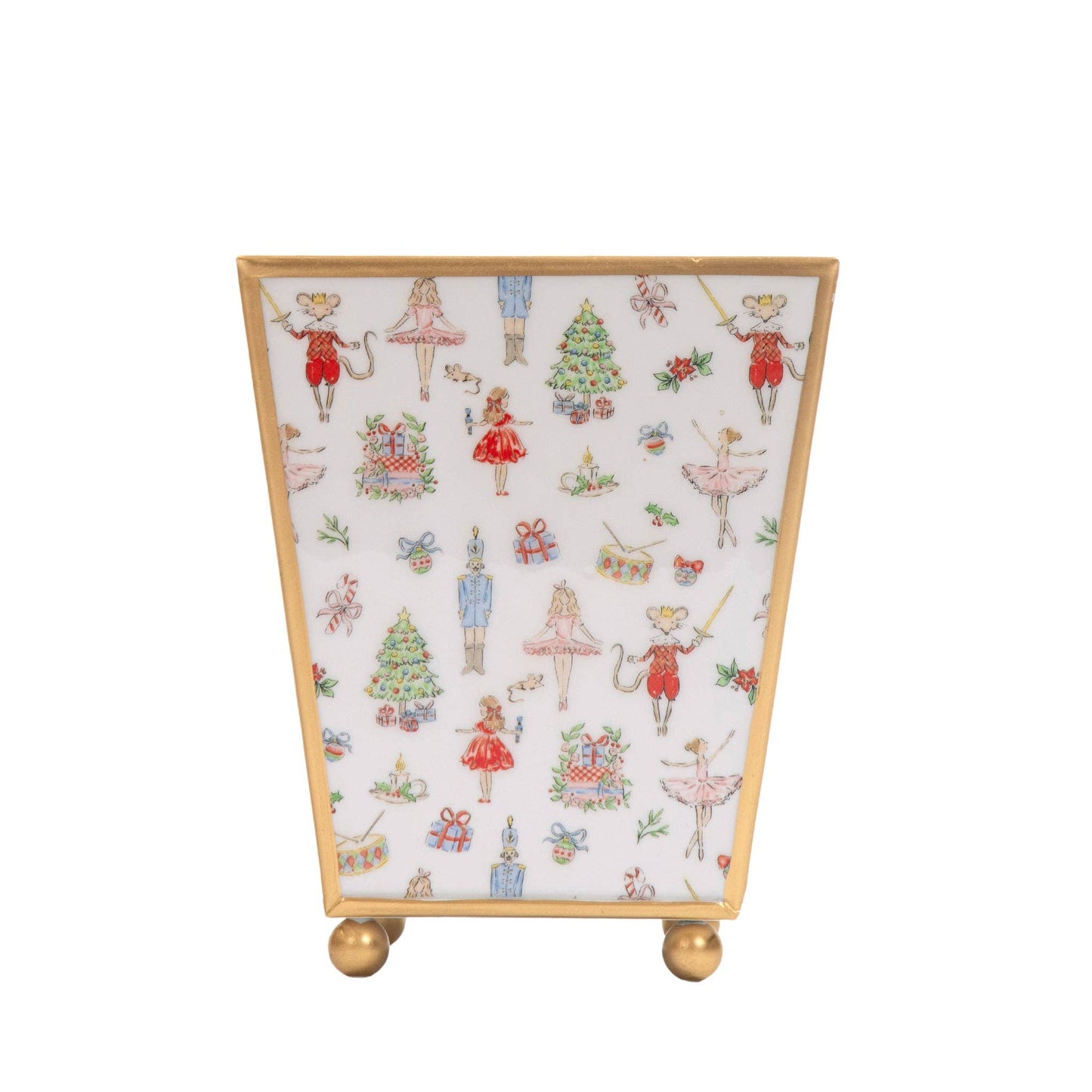Watercolor Nutcracker Enameled Square Cachepot Planter
