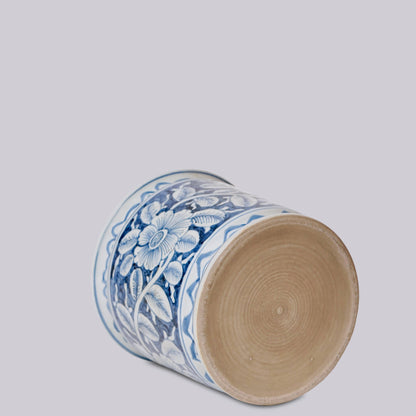 Blue and White Porcelain Floral Orchid Pot