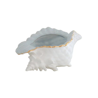 Conch Bowl with 22K Gold Accent- Pale Blue