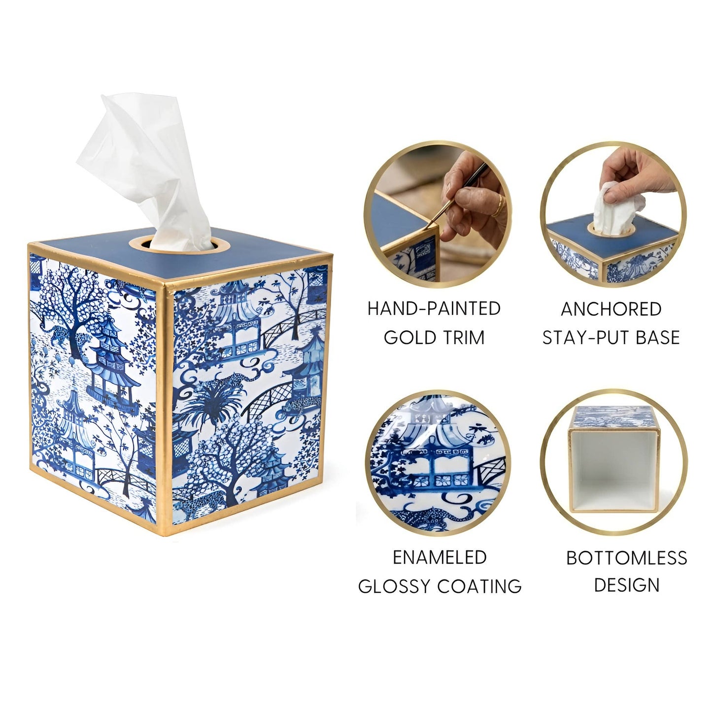 Garden Party Enameled Tissue Box Cover