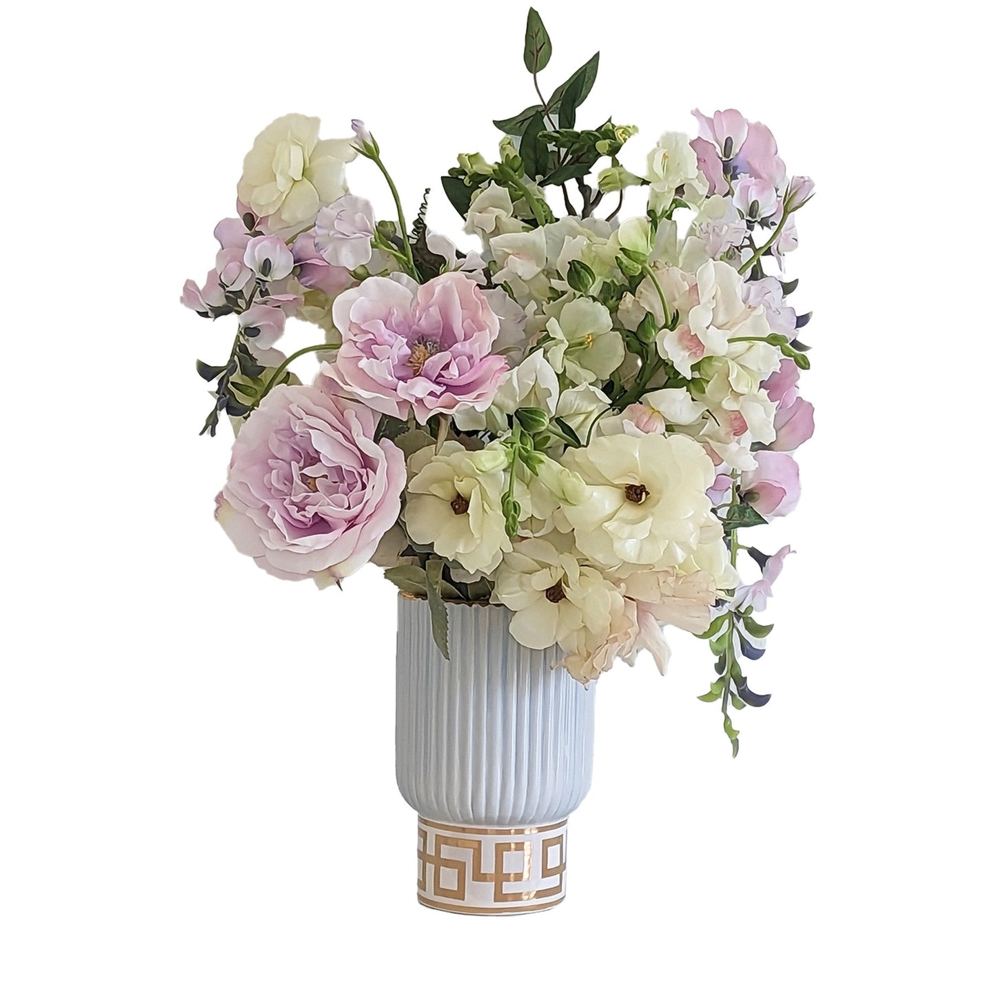 Golden Key Vase- Hydrangea Light Blue