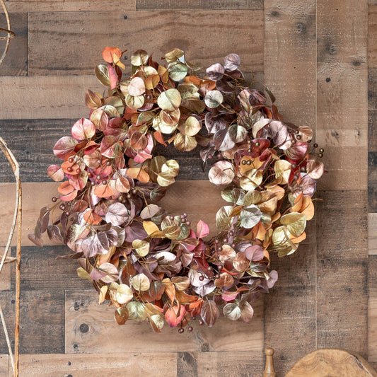 Ombre Leaf Wreath - Brown And Gold - 26 Inch