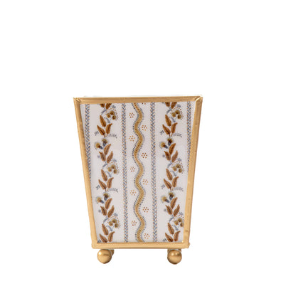 Emma Stripe Enameled Square Cachepot Planter