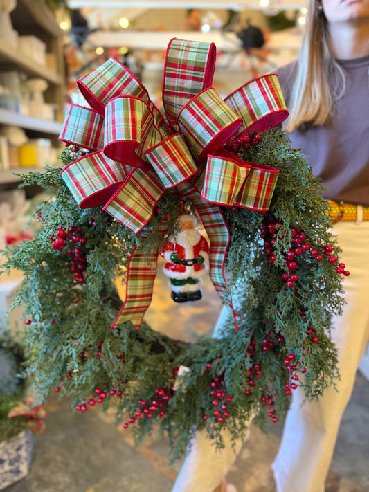 Apple Green and Red Plaid Bow