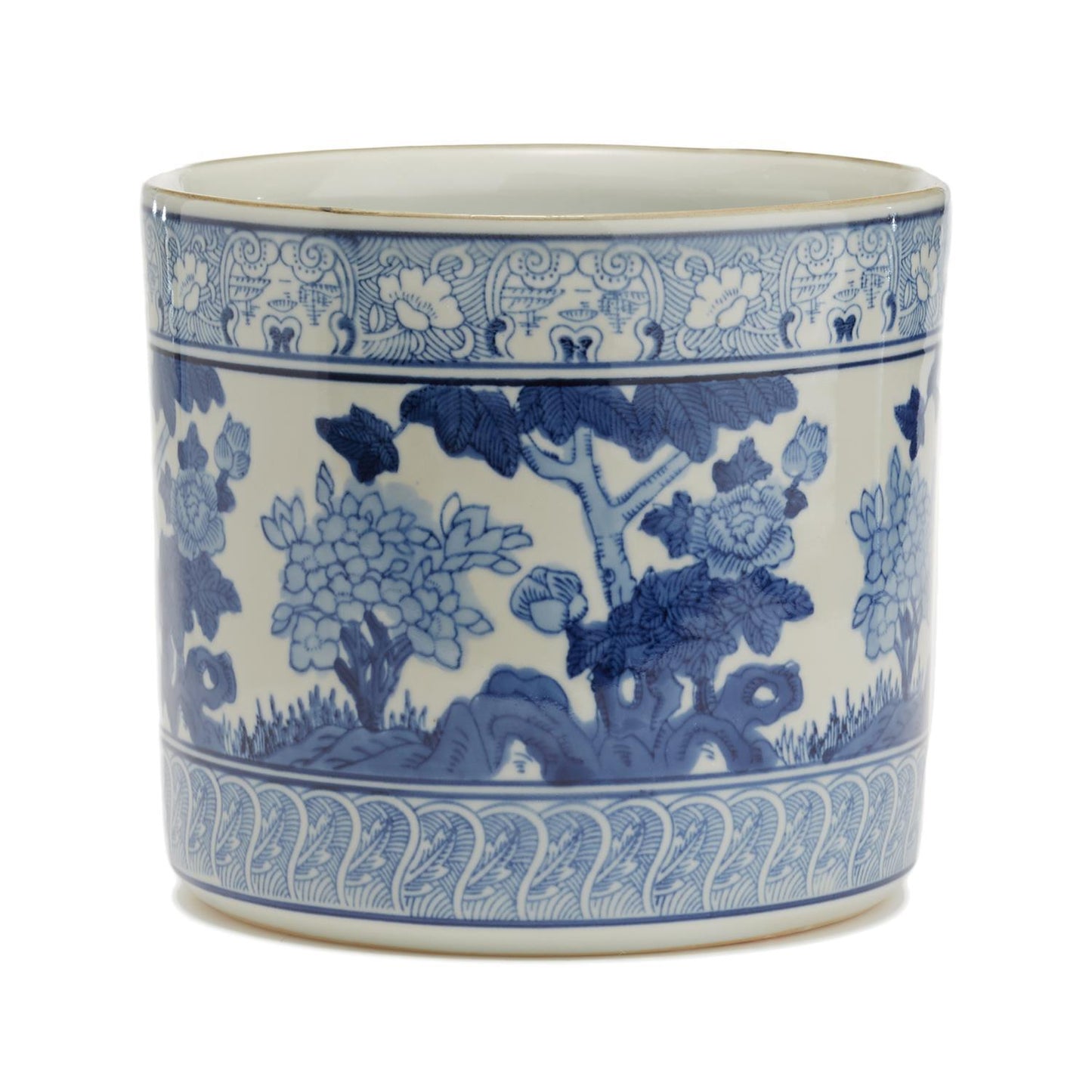Blue and White Garden Scene Planter