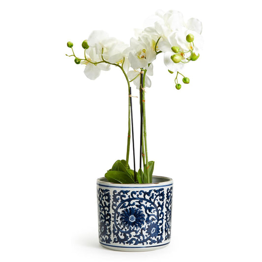 Blue and White Lotus Flower Vase/Planter
