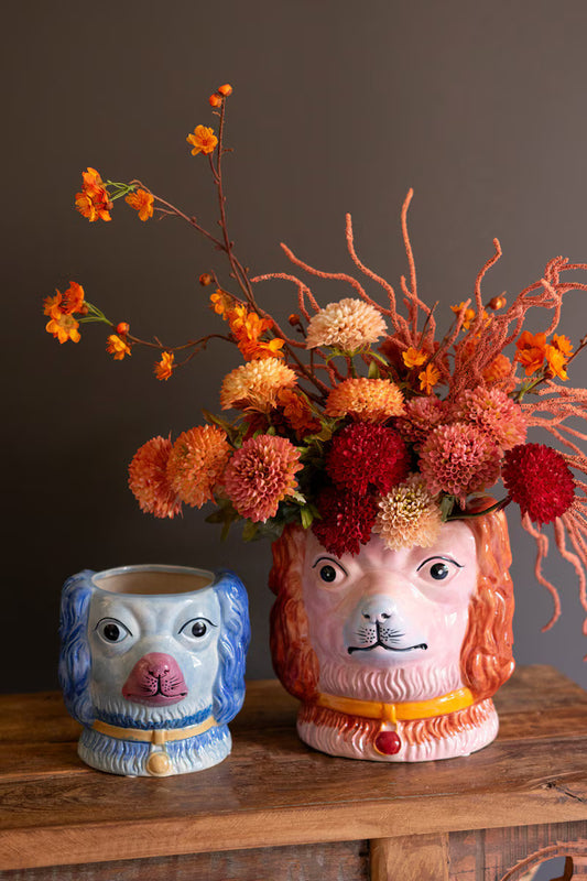 Vintage-Inspired Ceramic Colorful Dog Vase