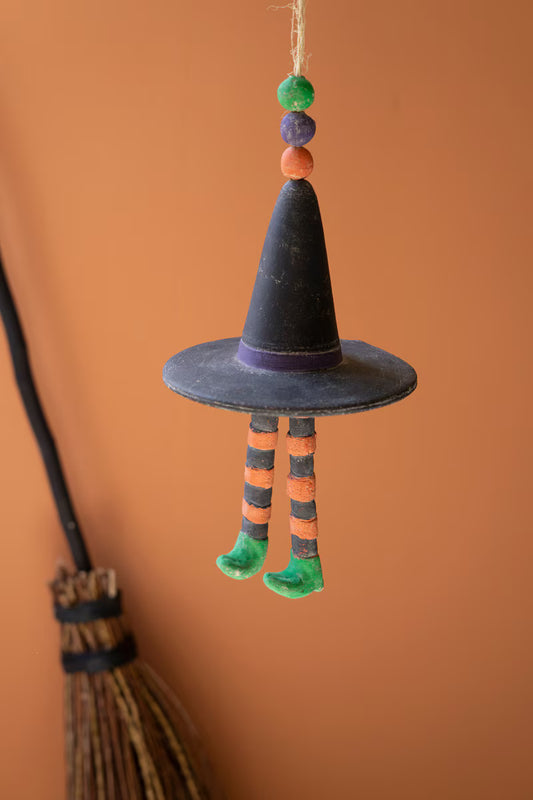 Hanging Clay Witch Hat Chime
