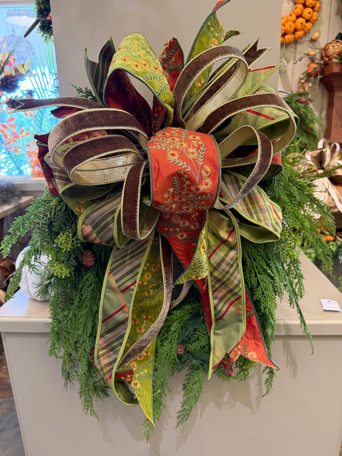 Reversible Fall Floral and Plaid Bow