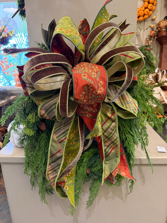 Reversible Fall Floral and Plaid Bow
