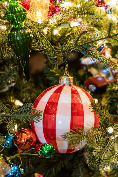 Red Gingham Ball Ornament