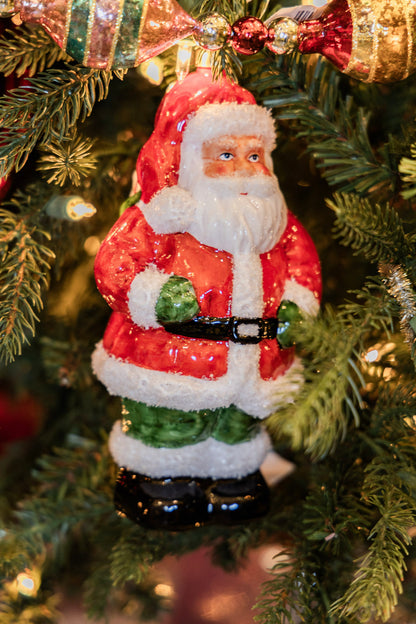 Glass Santa Ornament