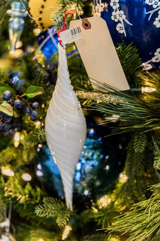 Milk Way Swirl Glass Finial Drop Ornament, 10.5"