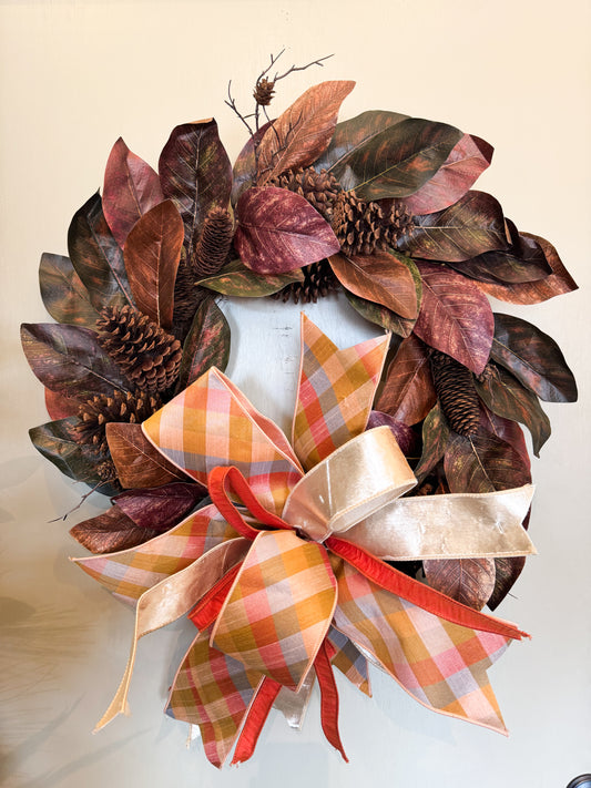 Orange Plaid Bow