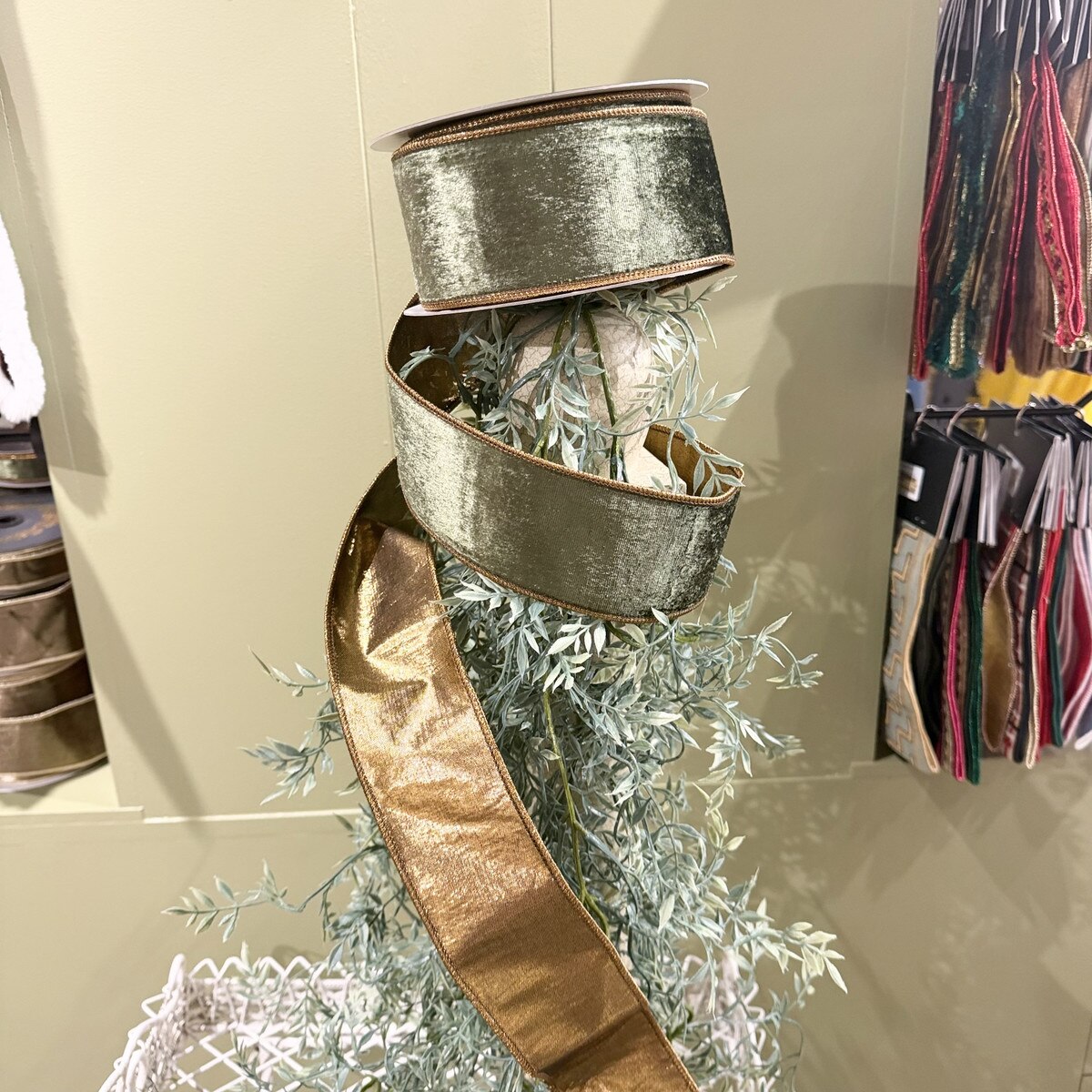 Smooth Velvet Olive Ribbon 2.5x10