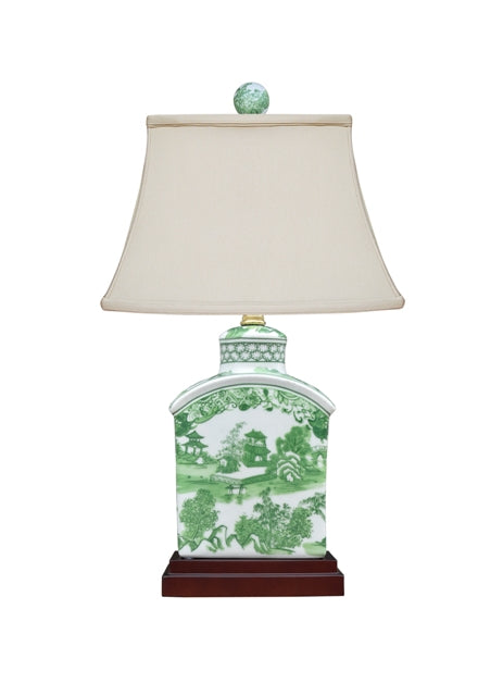 Green Chinoiserie Tea Candy Jar Lamp