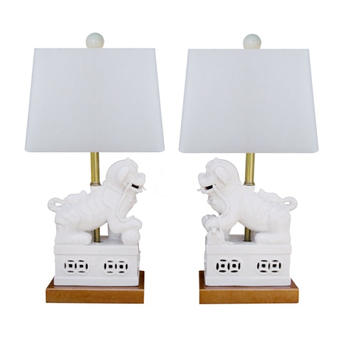 White Lion Lamp S/2