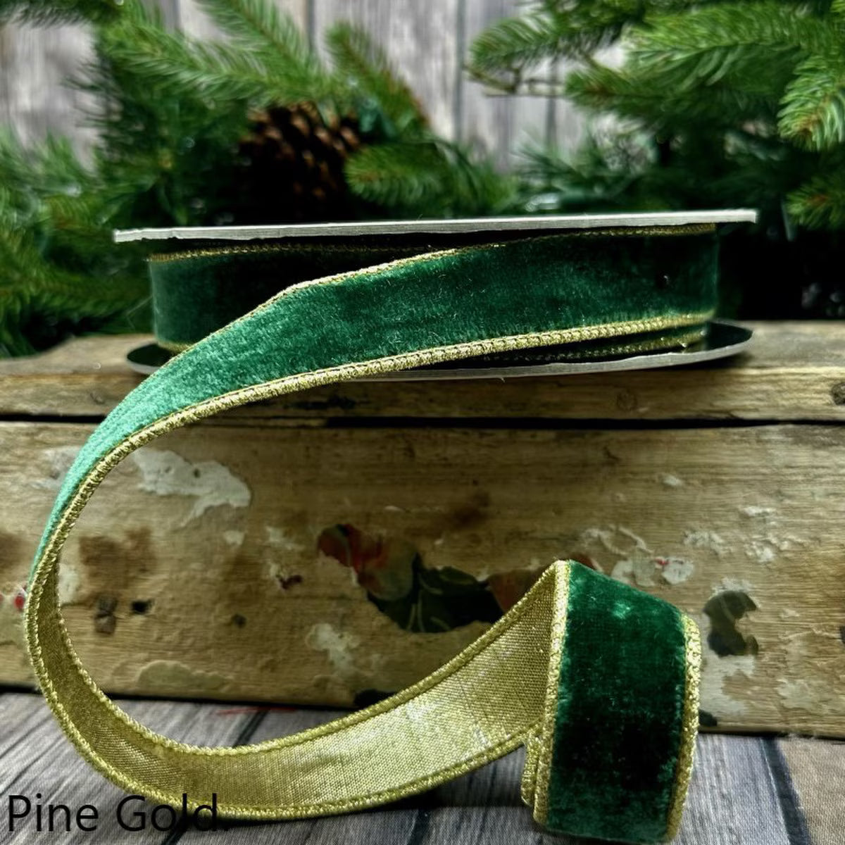 Forest Green Lush Velvet Ribbon 1"