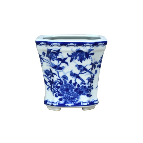 Blue and White Bird Cachepot