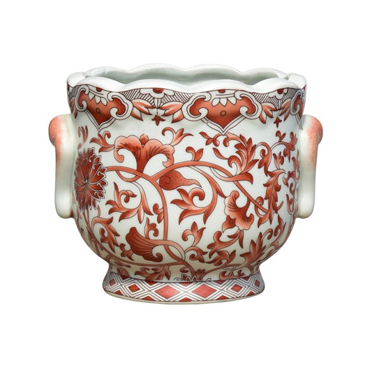 Orange and White Cachepot Planter