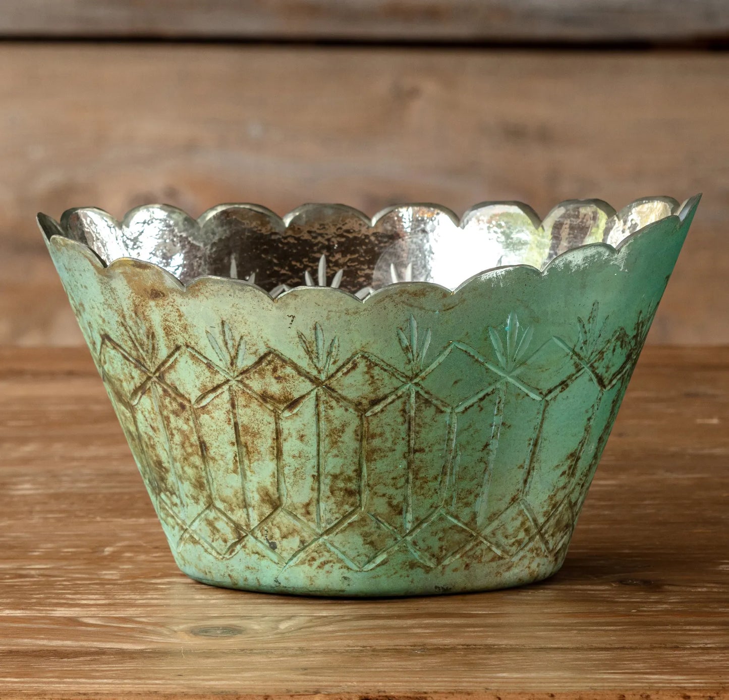 Antique French Blue Etched Center Piece