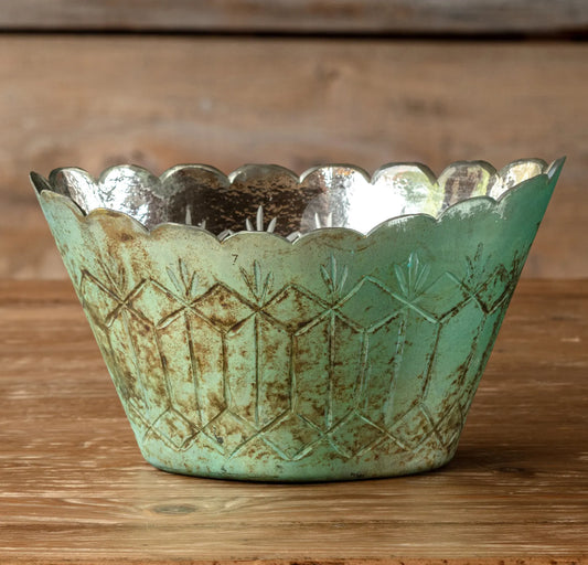 Antique French Blue Etched Center Piece