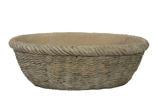 Cement Faux Low Basket Planter
