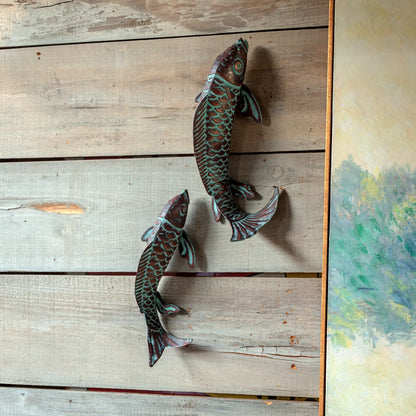 Swimming Koi Fish with Verdigris Finish S/2