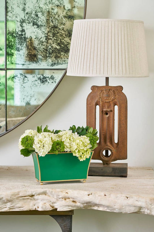 Gracie Fluted Rectangle Cachepot - Emerald Green